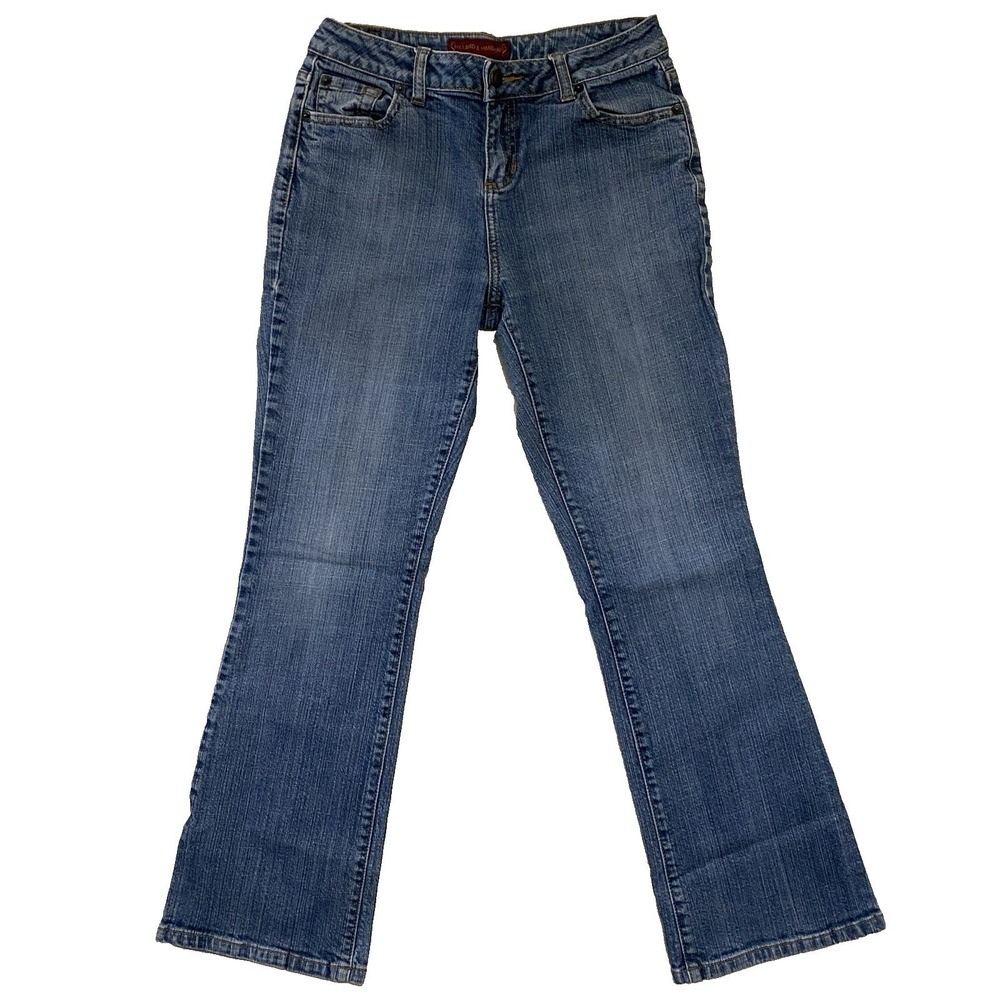 Hillard & Hanson Flare Jeans Women's Denim Faded Blue Stretch Size 4‎ W28xL28